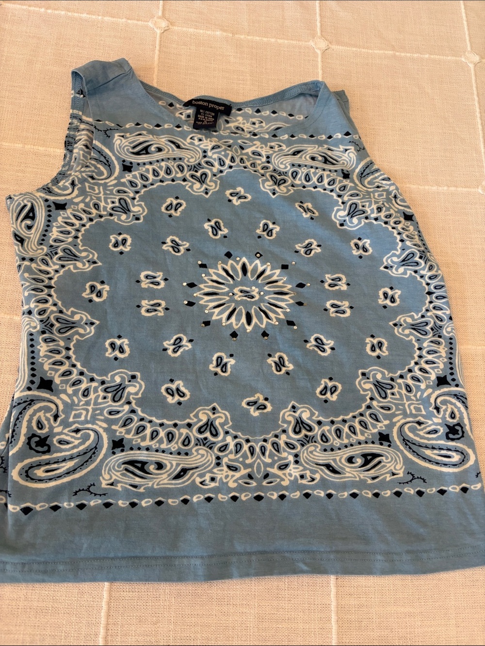 Boston Proper Light Blue Bandana-Print Tank Top